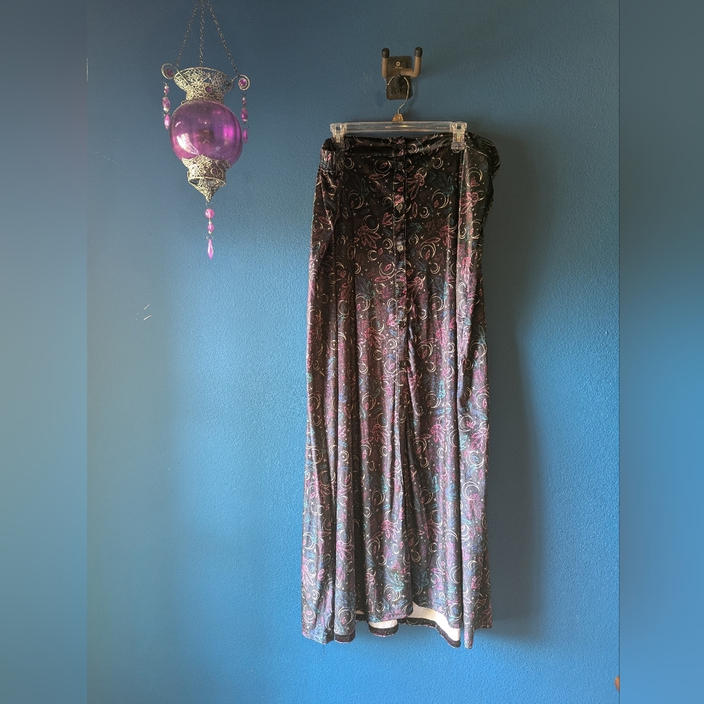 Cosmic Aura Celestial Crystal Pattern Velvet Maxi… - image 1